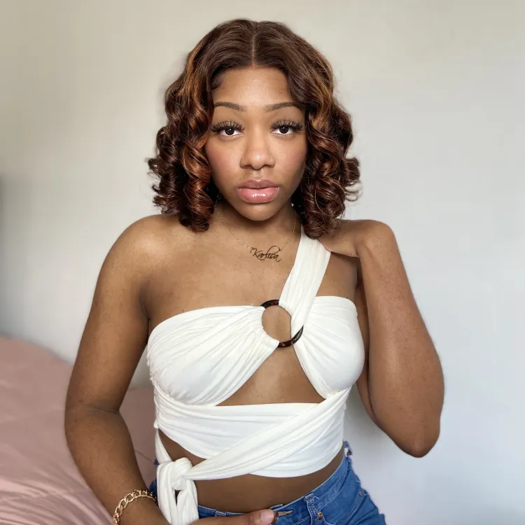 12 Inches=$79.9 | Elegant Brown Ombre Loose Wave Minimalist HD Lace Glueless Short Wig 100% Human Hair