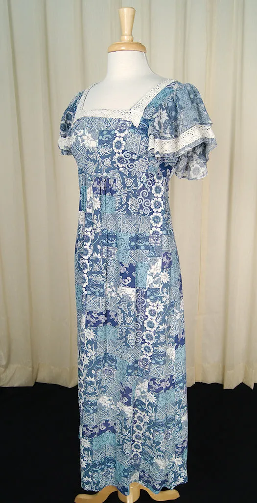 1960s Ruffle Hippie Maxi Dress