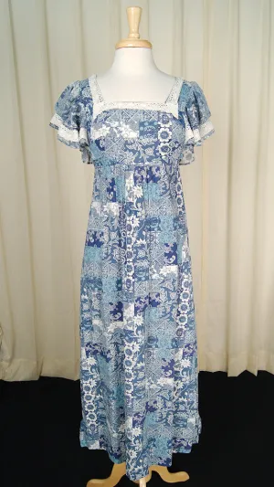 1960s Ruffle Hippie Maxi Dress