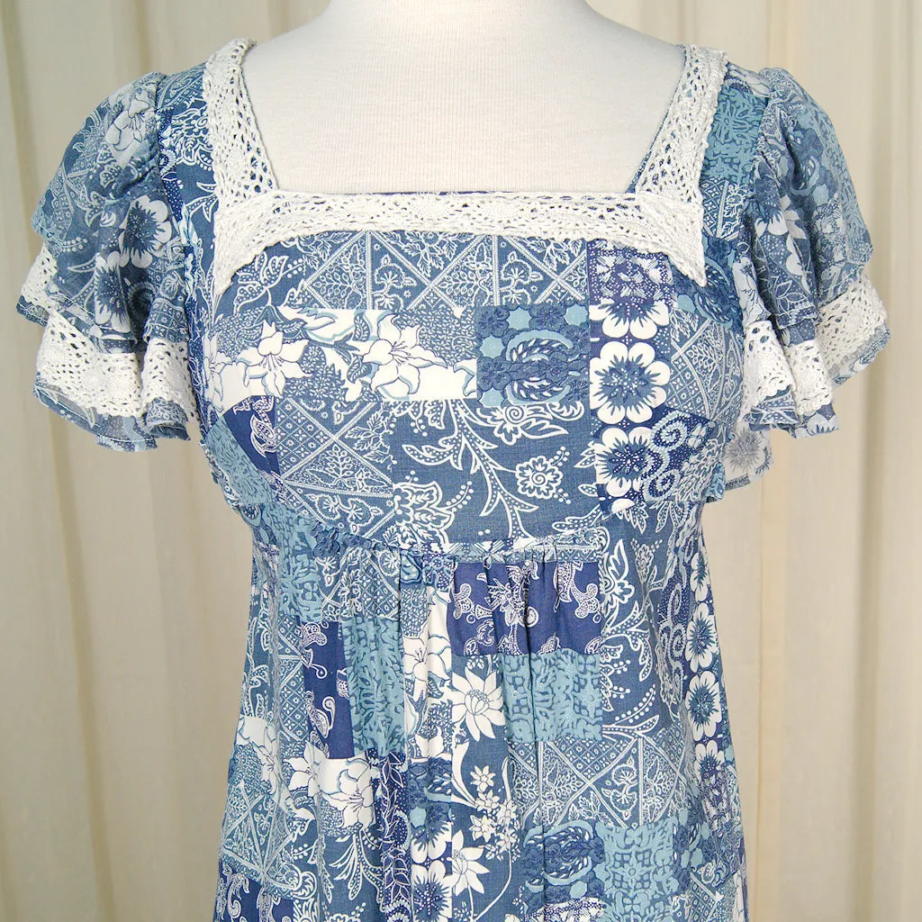 1960s Ruffle Hippie Maxi Dress