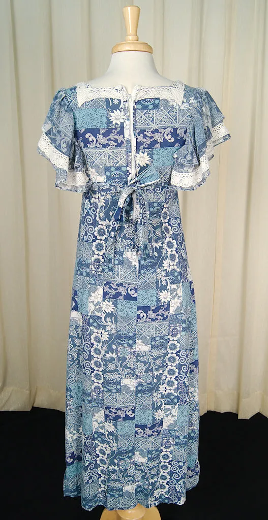 1960s Ruffle Hippie Maxi Dress