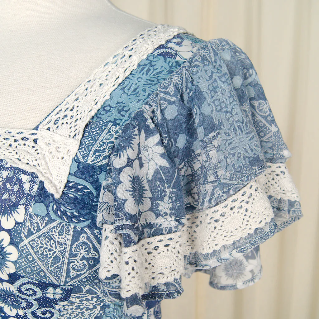 1960s Ruffle Hippie Maxi Dress