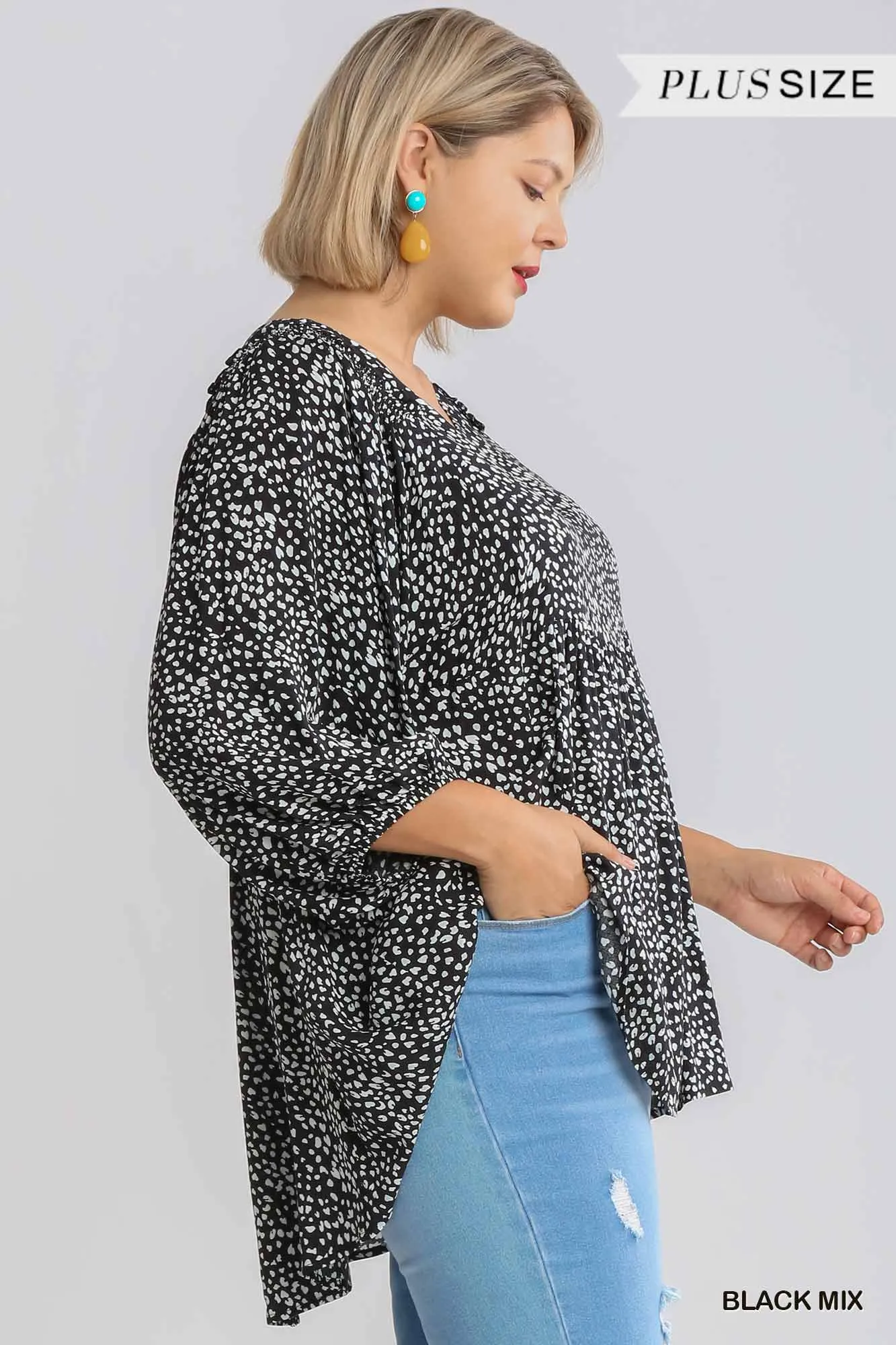 Animal Print Babydoll Top