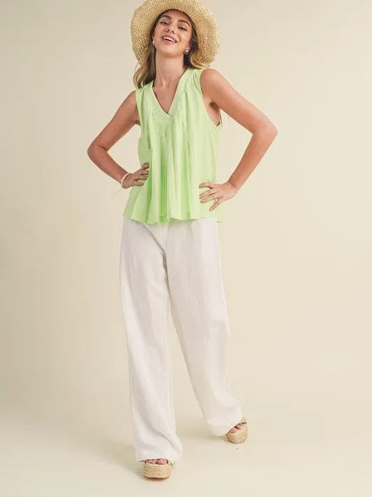 Apple of My Eye Pintuck Flared Babydoll Tank Top
