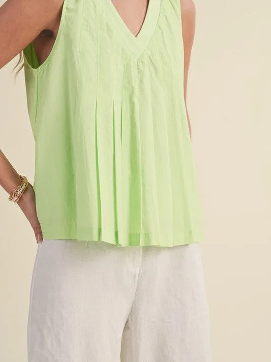 Apple of My Eye Pintuck Flared Babydoll Tank Top