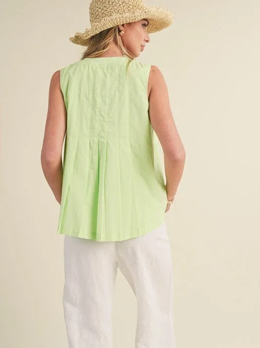 Apple of My Eye Pintuck Flared Babydoll Tank Top