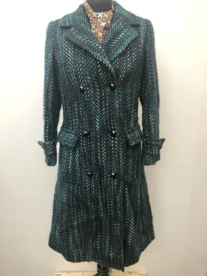 Aquascutum Herringbone Full Length Coat - Turquoise - Size 12