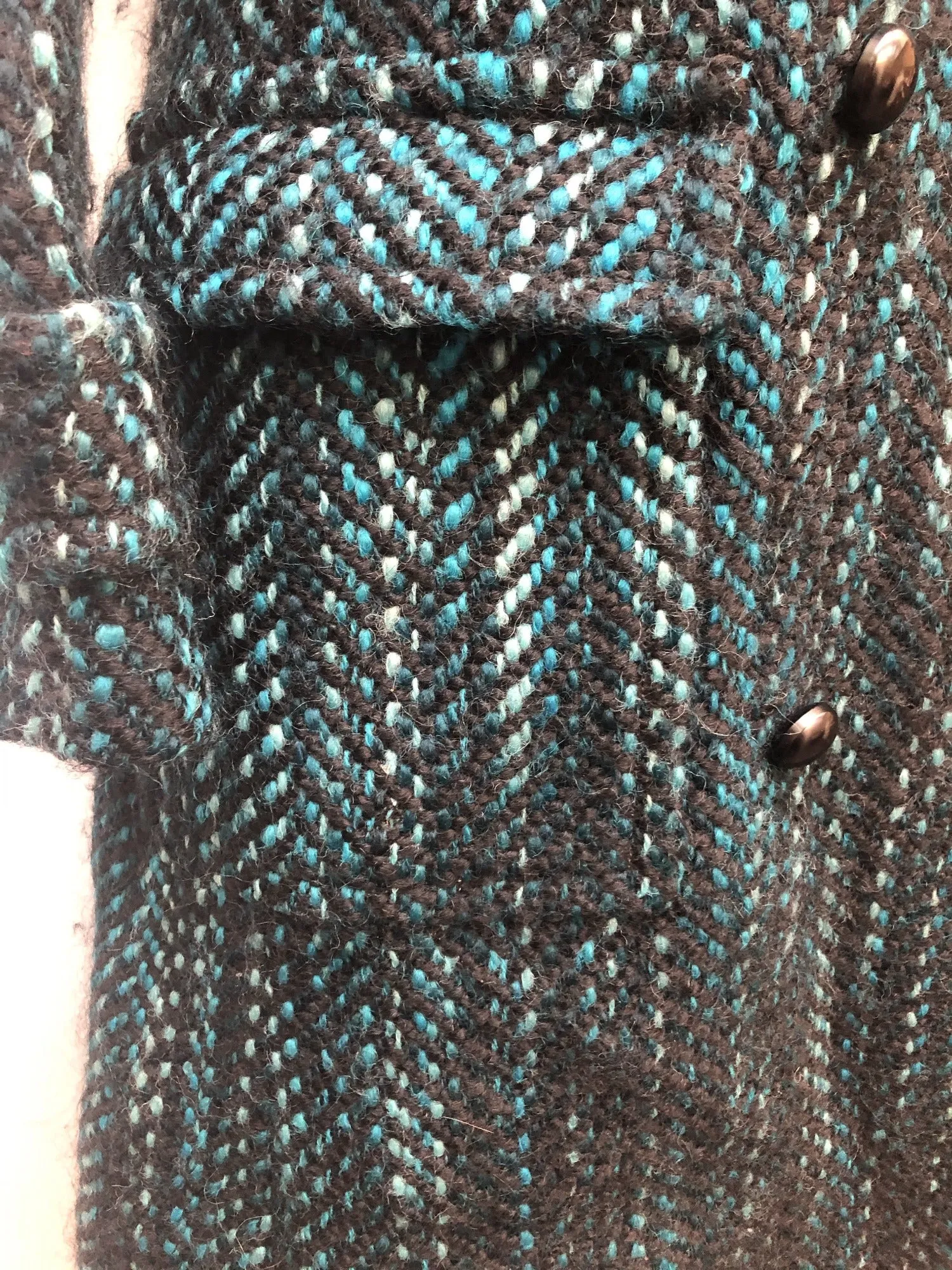 Aquascutum Herringbone Full Length Coat - Turquoise - Size 12