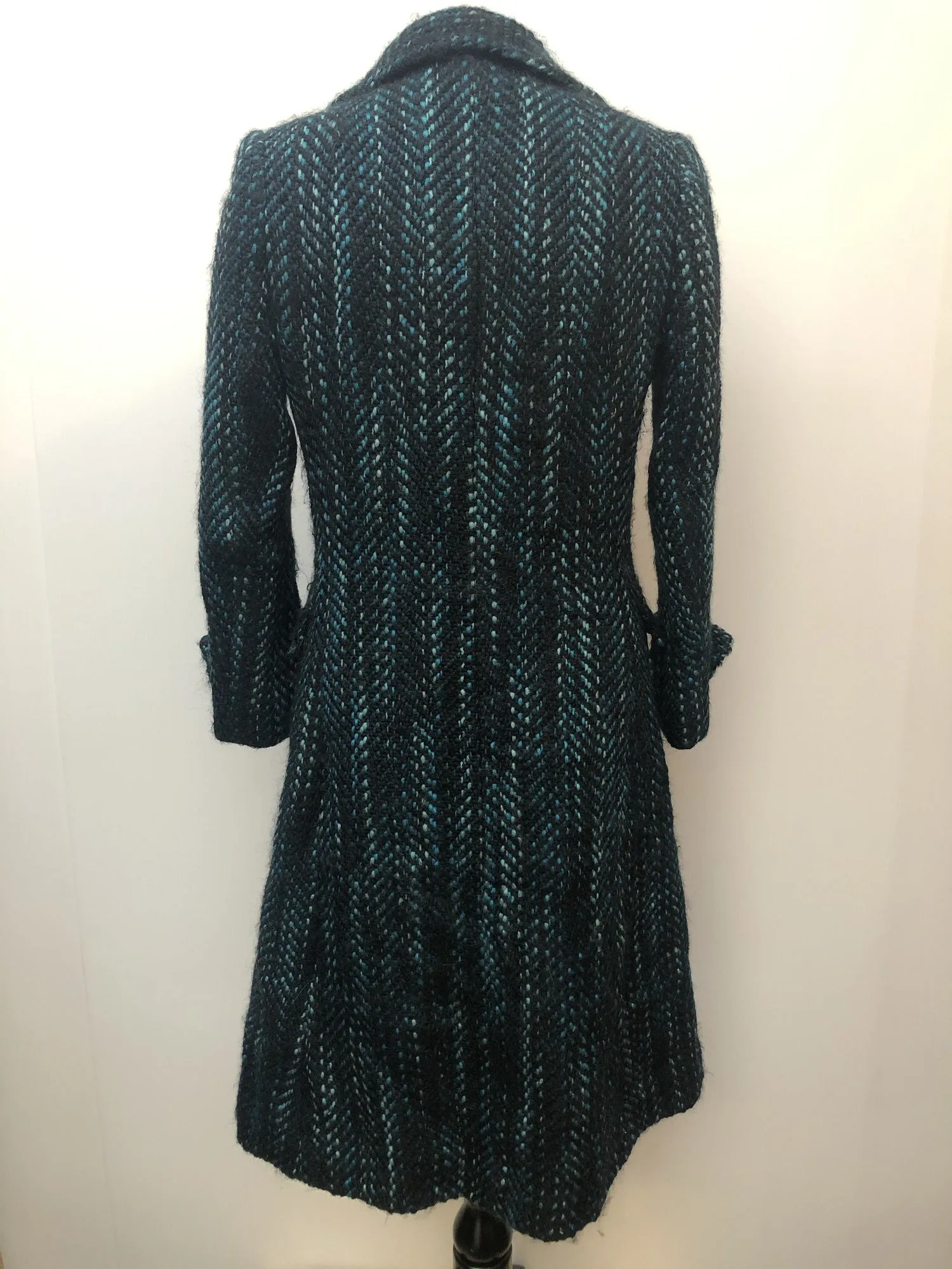 Aquascutum Herringbone Full Length Coat - Turquoise - Size 12