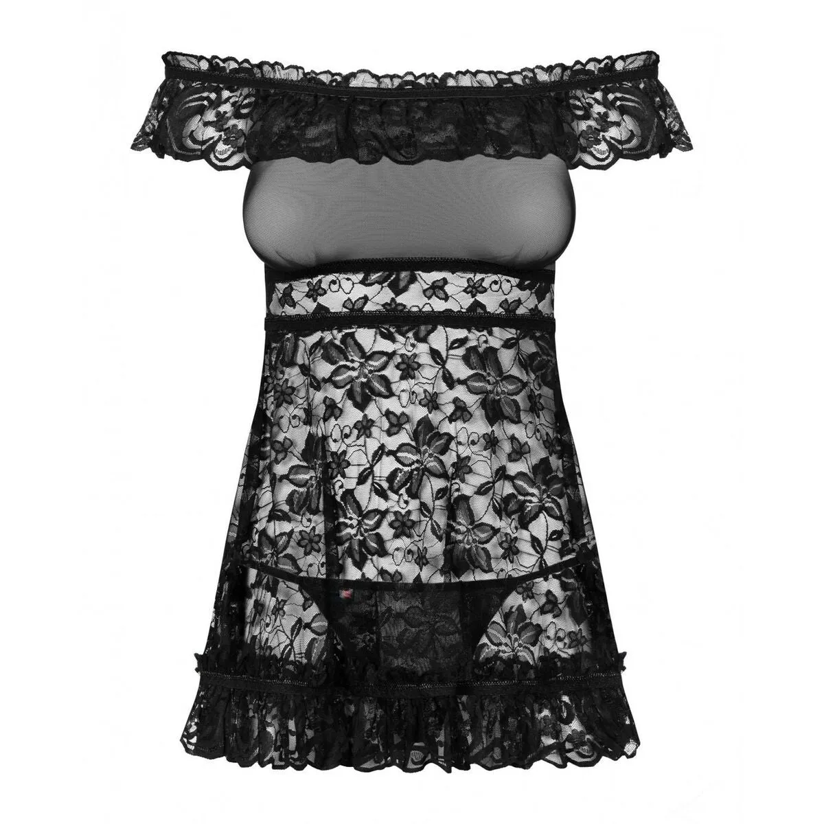 Babydoll Obsessive Black L/XL Flowers