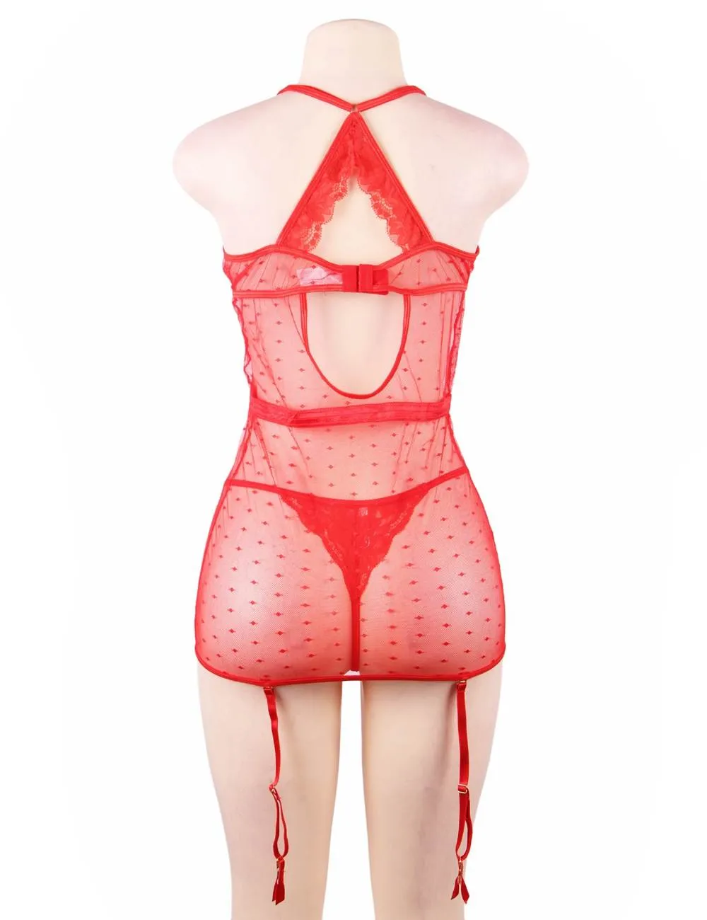 Black Delicate lace Stitching Babydoll With Underwire
