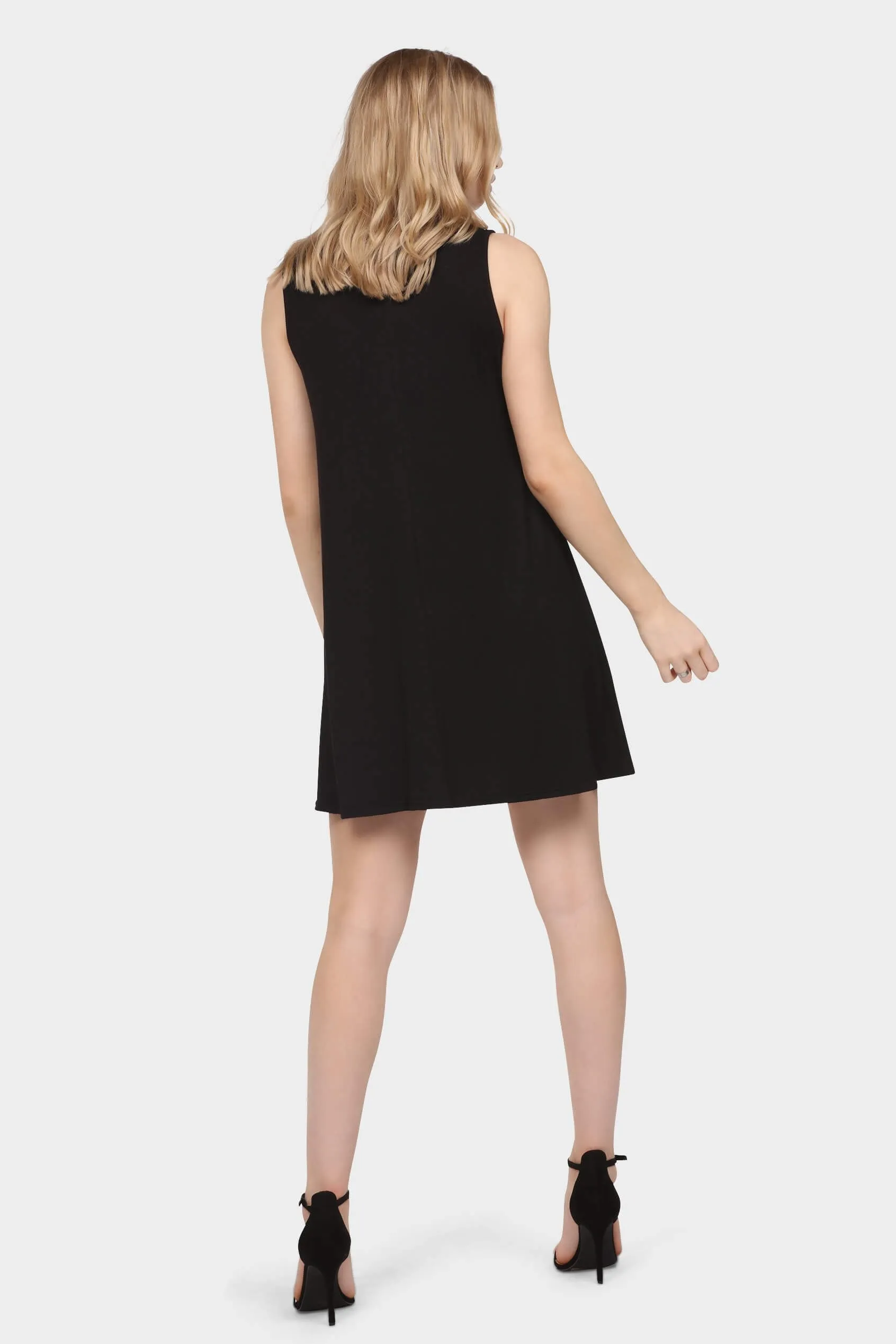 Black Sleeveless Swing Dress