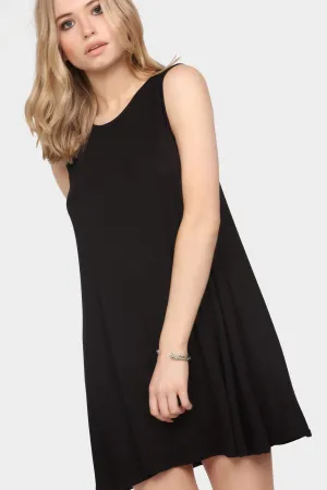 Black Sleeveless Swing Dress