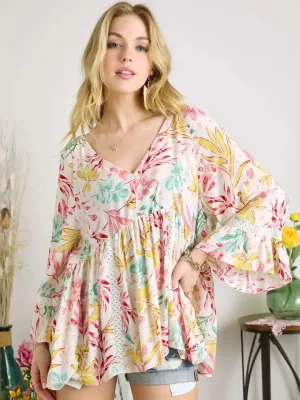 Bracelet Sleeve Babydoll Blouse