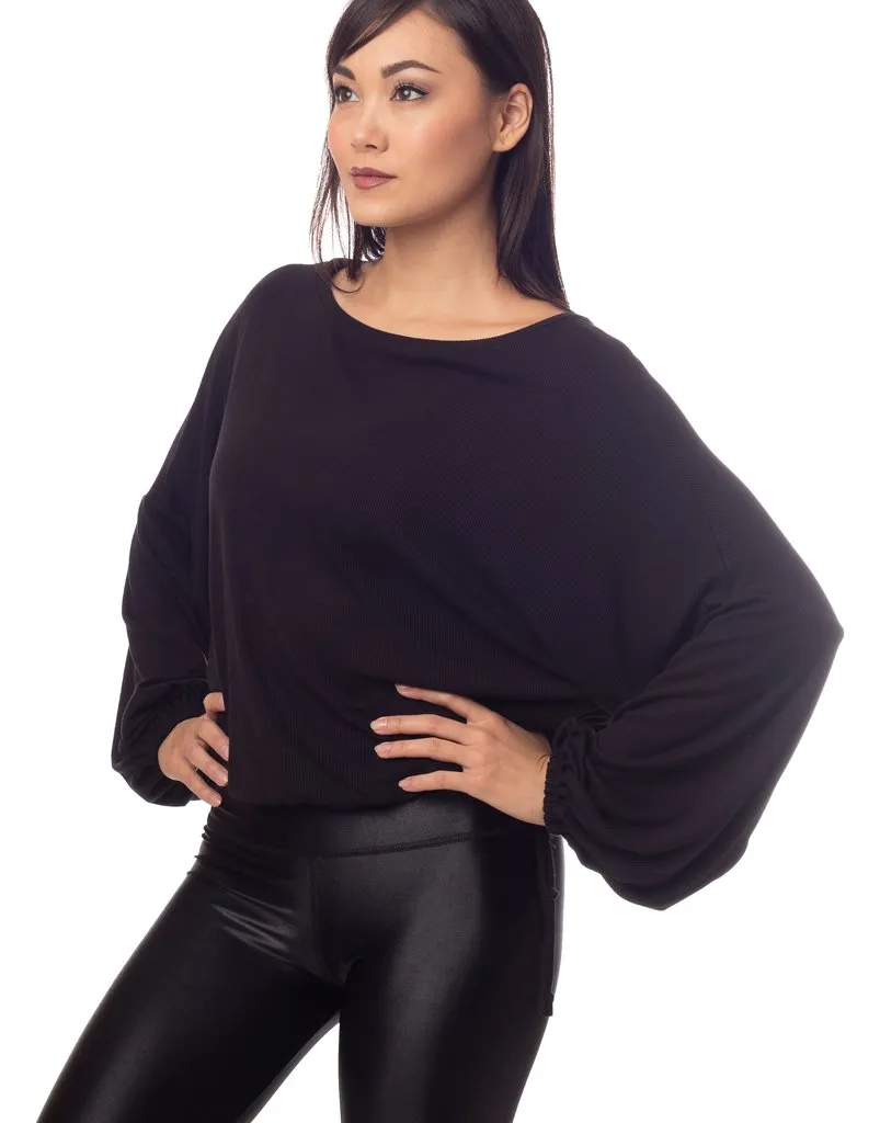 Cassidy Ribbed Knit Top - Black