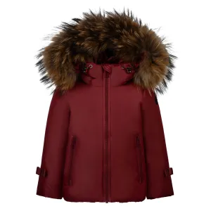 coat bow sleeve down with fur - red