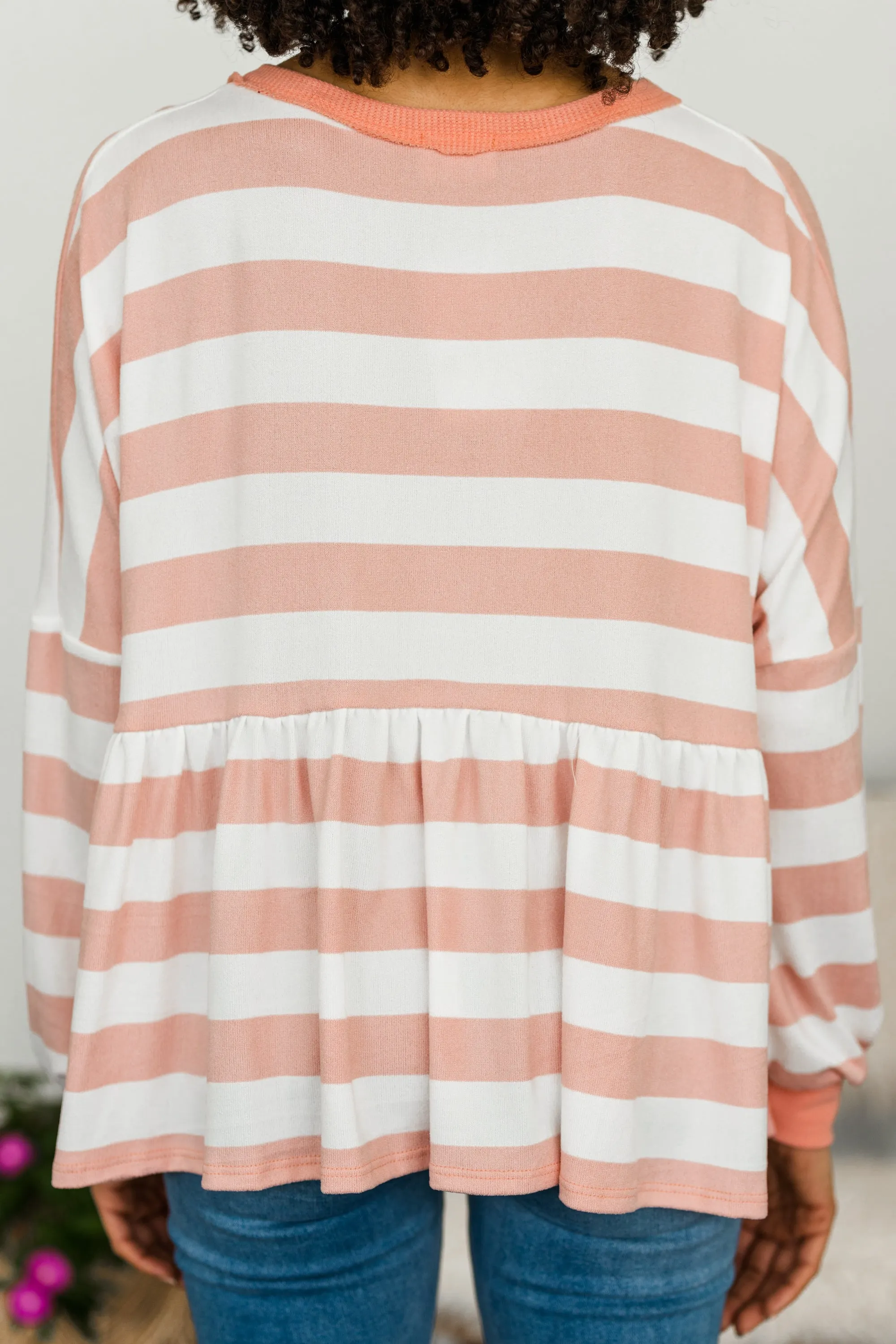 Come Back To Me Pink Striped Babydoll Top