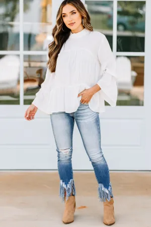 Come Into Focus Off White Bell Sleeve Blouse