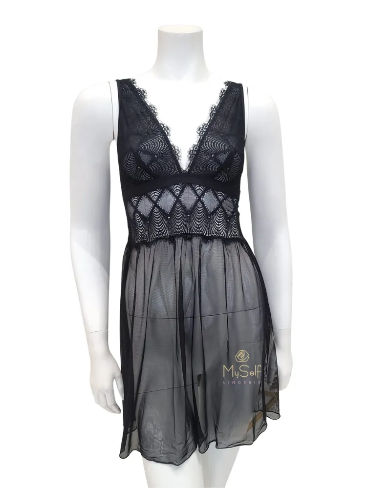 Cosabella Black Allure Babydoll Chemise