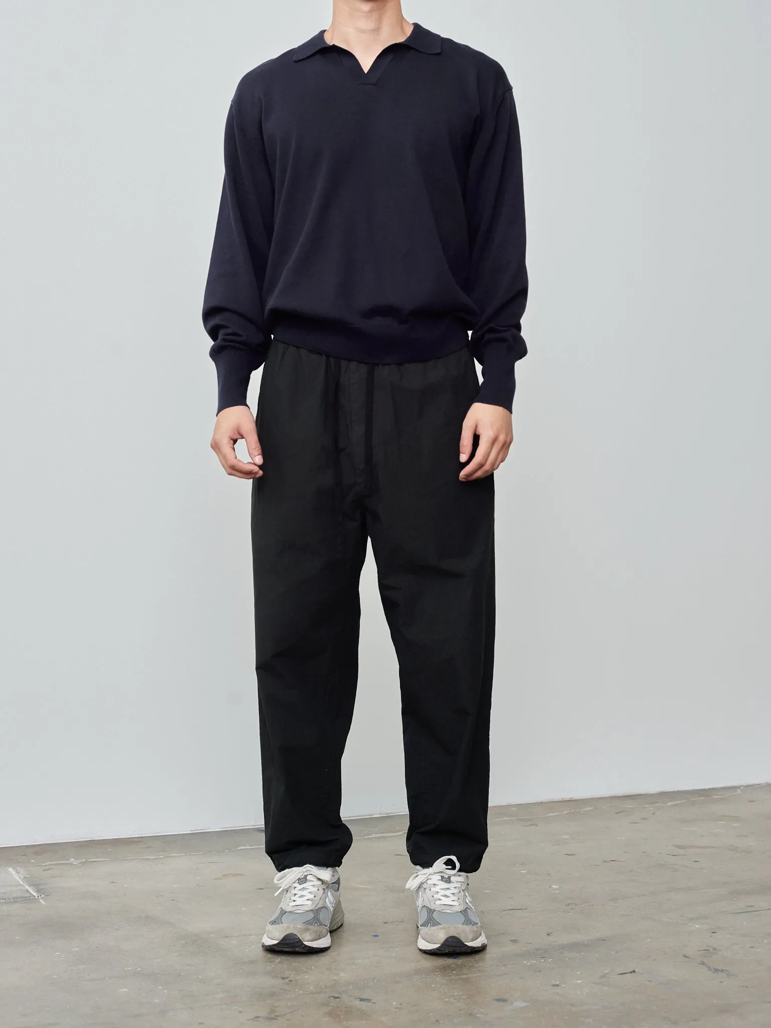 Cotton Knit Skipper Shirt - Navy