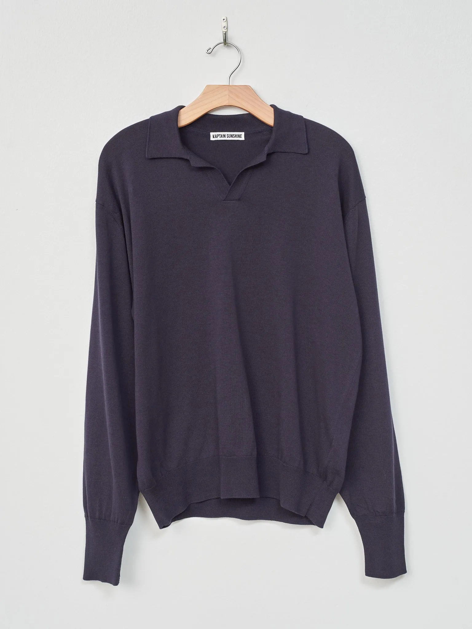 Cotton Knit Skipper Shirt - Navy