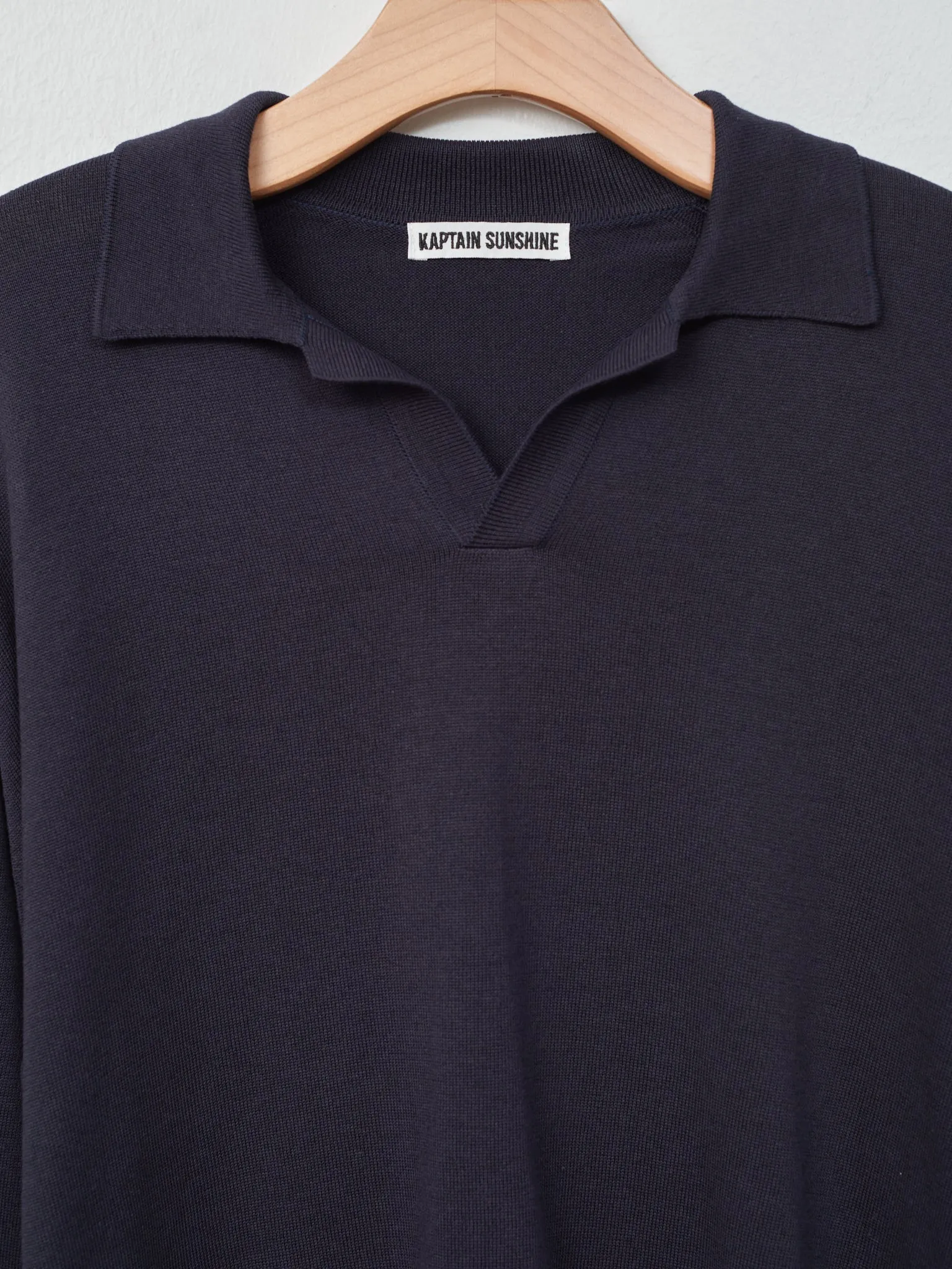 Cotton Knit Skipper Shirt - Navy