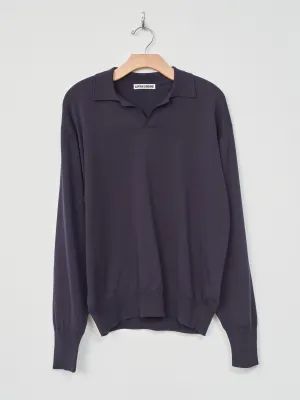 Cotton Knit Skipper Shirt - Navy