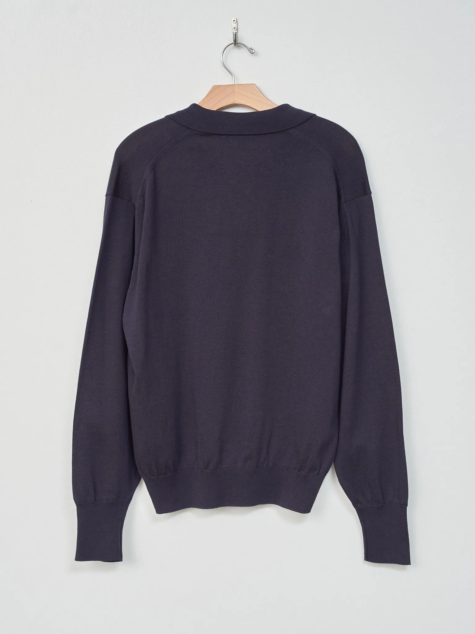 Cotton Knit Skipper Shirt - Navy