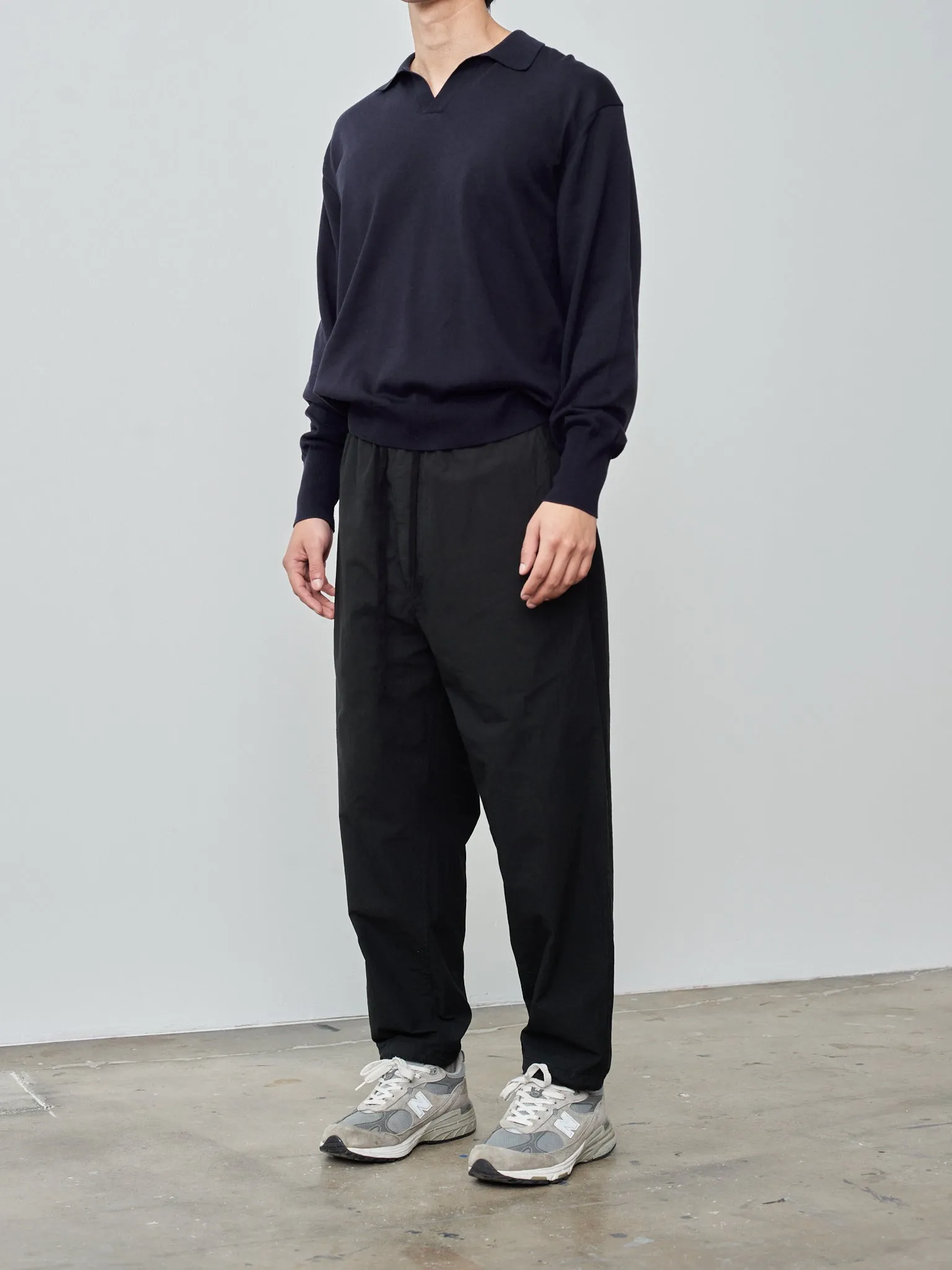 Cotton Knit Skipper Shirt - Navy