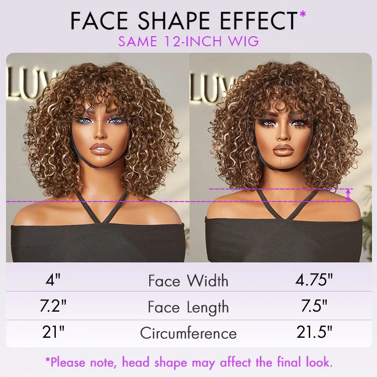 Crazy Wednesday | Beginner Friendly Water Wave Minimalist Lace Glueless Short Curly Wig with Bangs