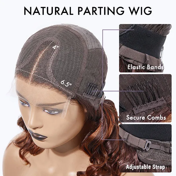 Crazy Wednesday | Elegant Brown Ombre Loose Wave Minimalist HD Lace Glueless Short Wig 100% Human Hair  - US Only
