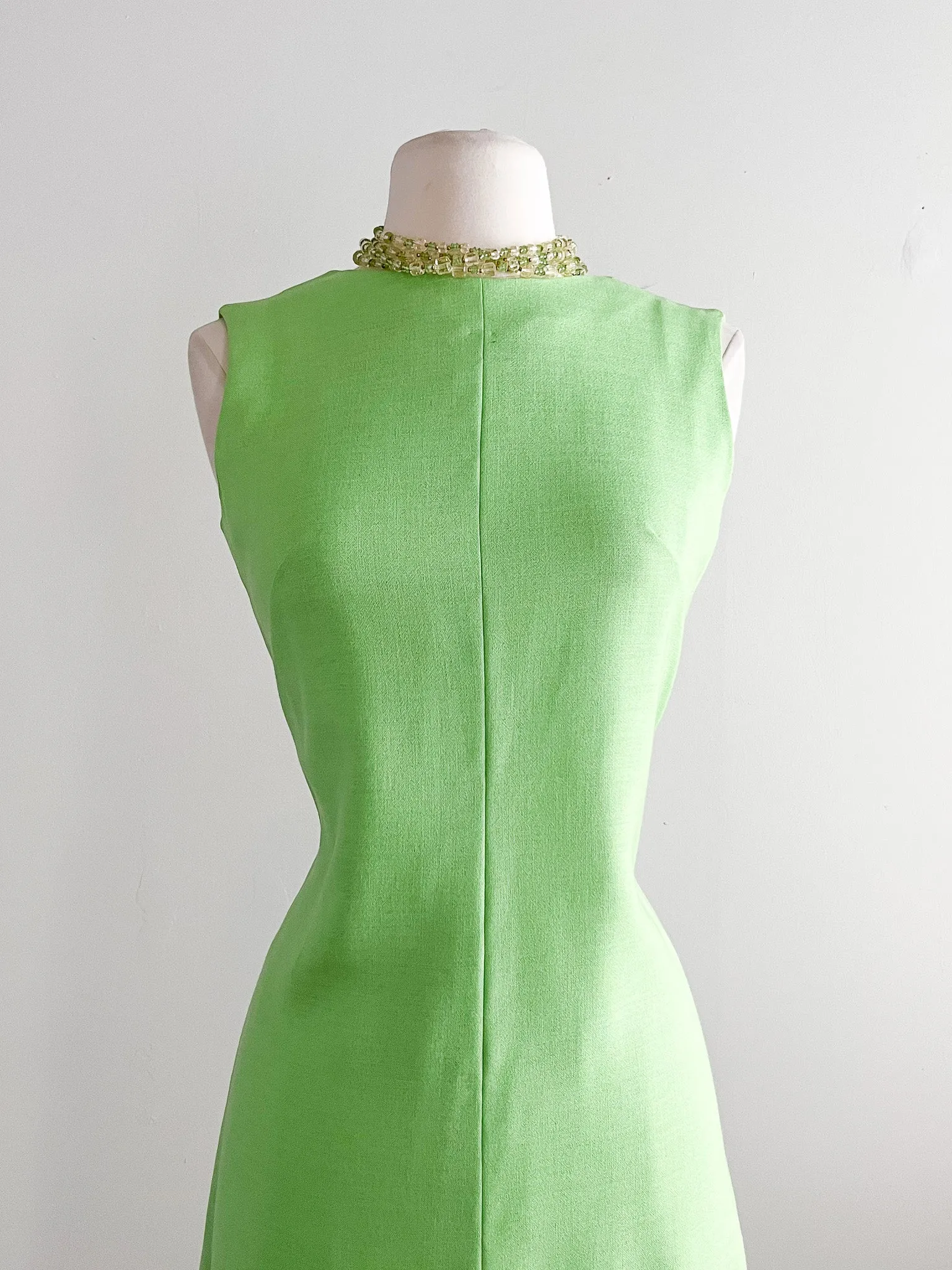 Cutest 1960's Lime Green Linen Minimalist Dress  / Sz M
