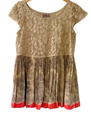 Dark Autumn Mixed Media Babydoll Top