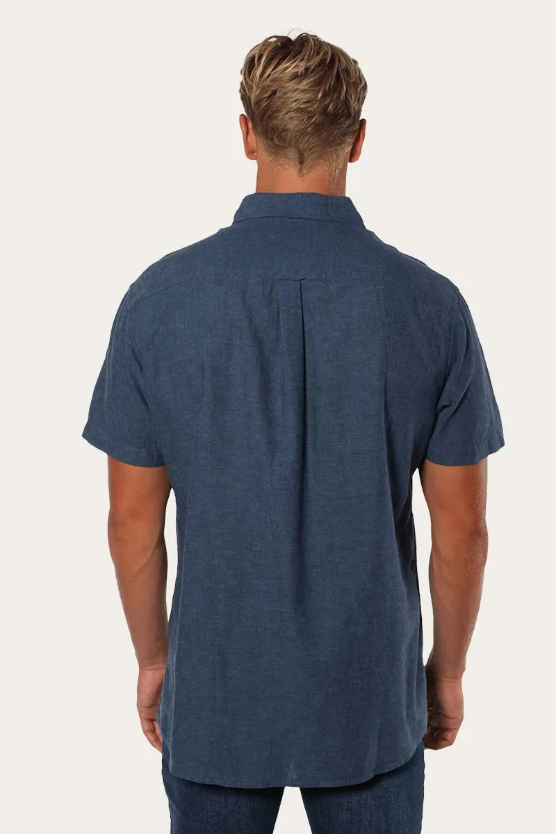 Dawson Mens Relaxed Linen Dress Shirt - Steel Blue