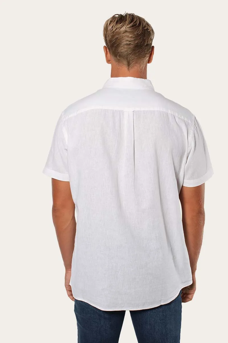Dawson Mens Relaxed Linen Dress Shirt - White