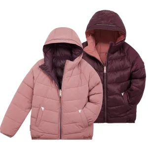 Eco Reversible Puffer in Damask Pink/Black Cherry