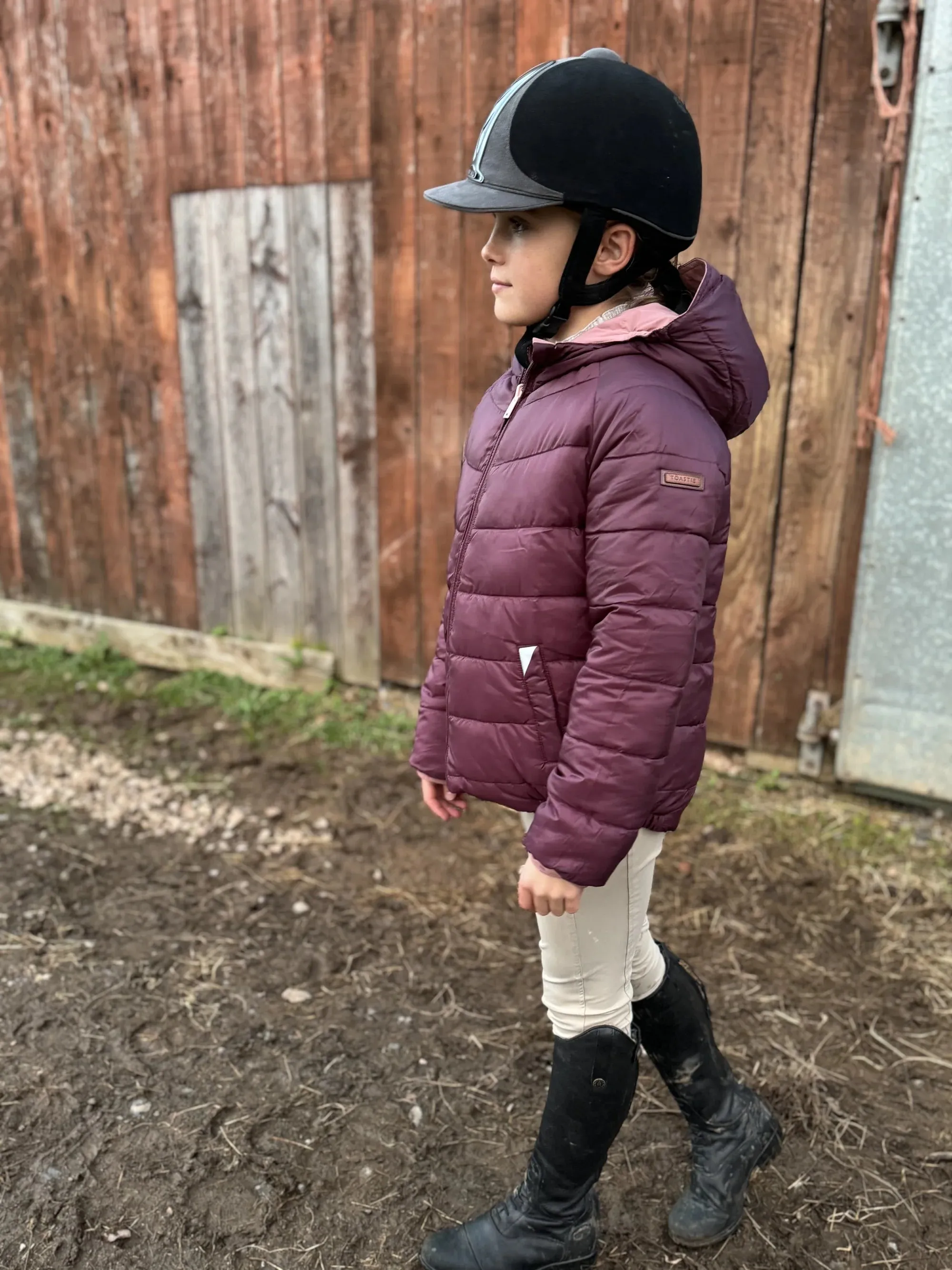 Eco Reversible Puffer in Damask Pink/Black Cherry