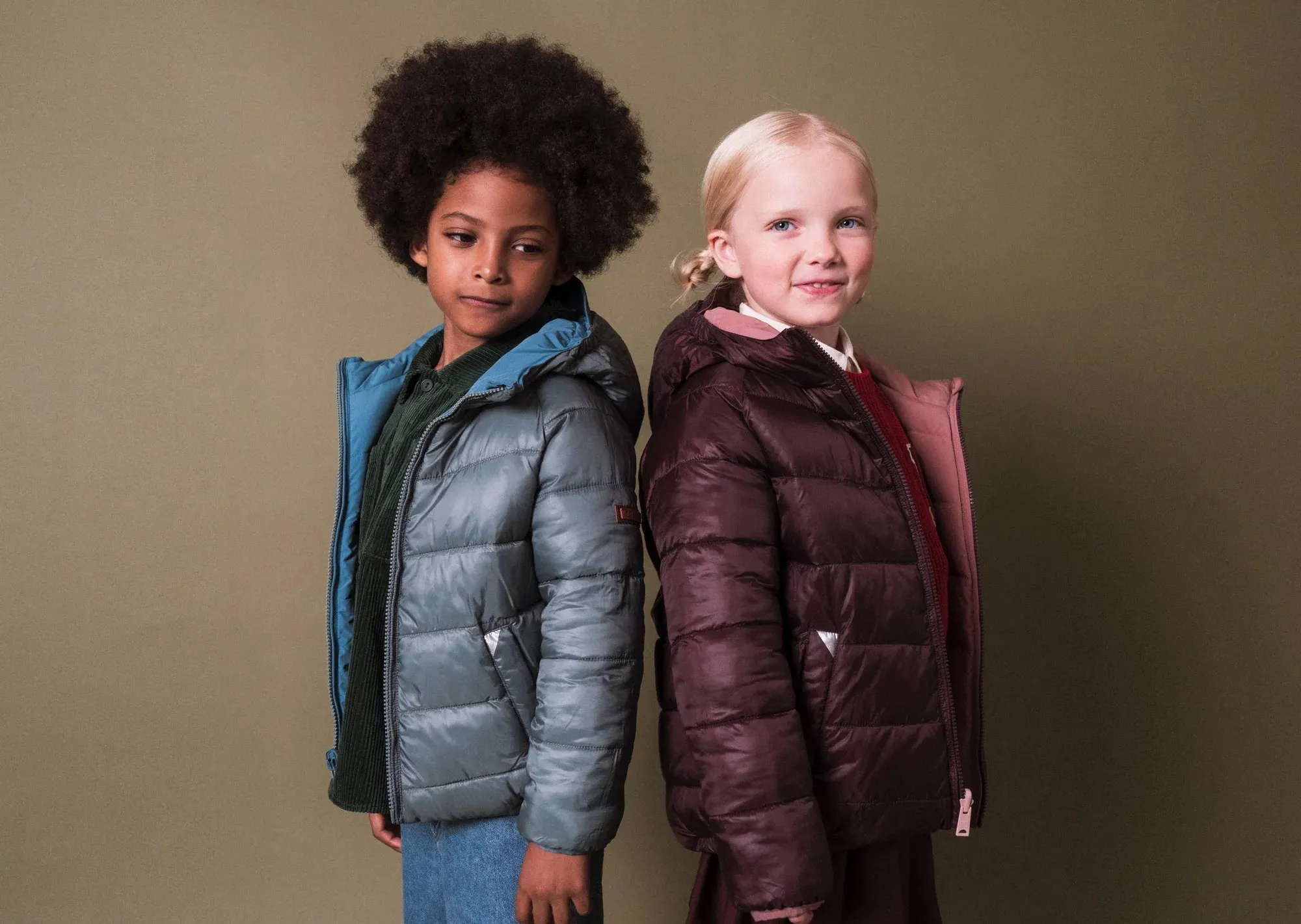 Eco Reversible Puffer in Damask Pink/Black Cherry