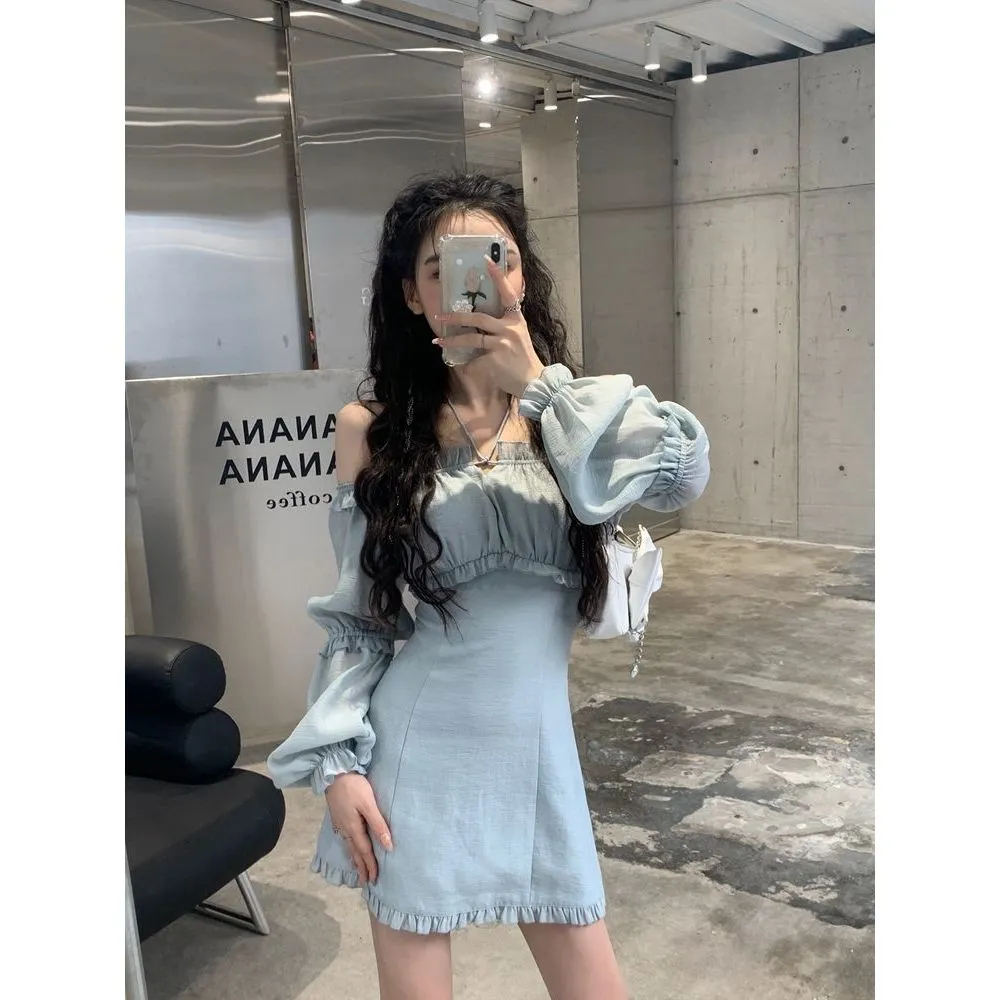 Elegant High Waist Sleeve Fairy Dress - Blue Beauty
