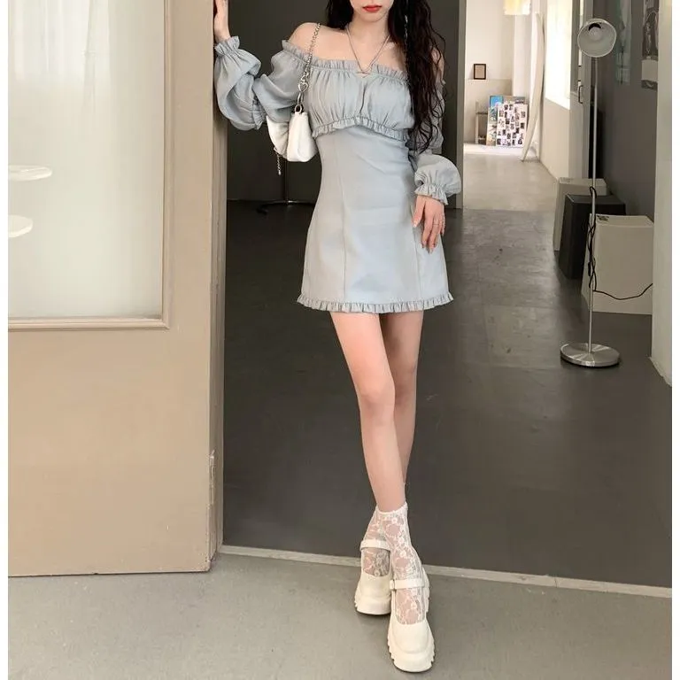 Elegant High Waist Sleeve Fairy Dress - Blue Beauty