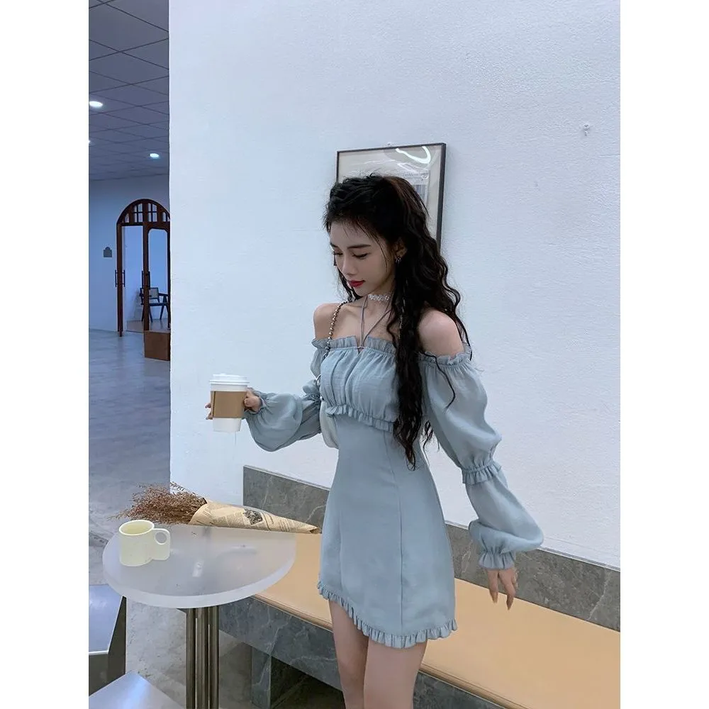Elegant High Waist Sleeve Fairy Dress - Blue Beauty