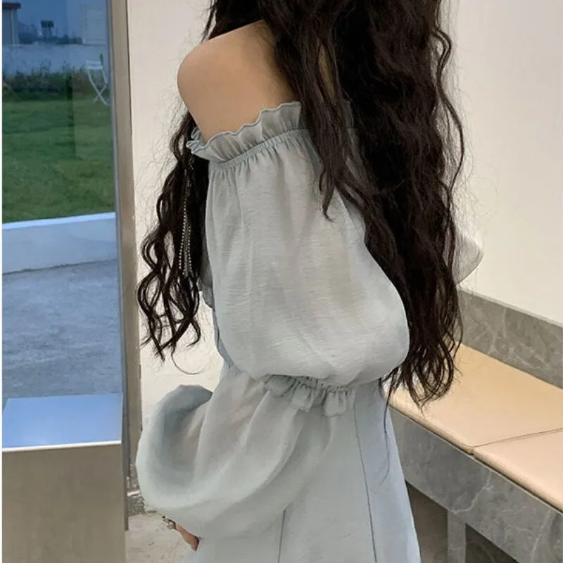 Elegant High Waist Sleeve Fairy Dress - Blue Beauty
