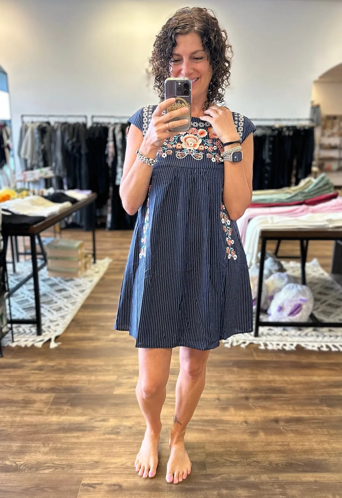 Embroidered Mini Dress