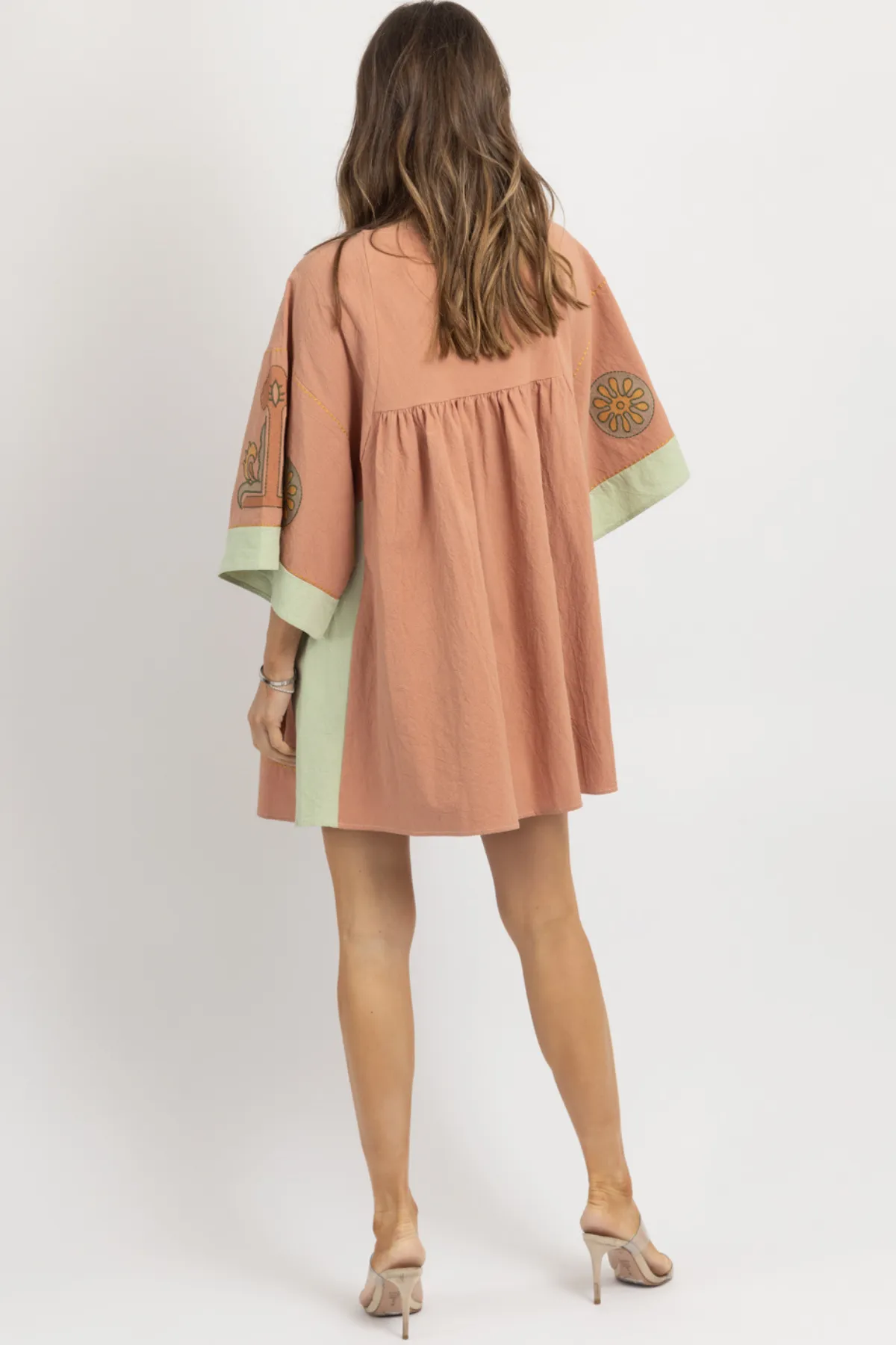 FAY PINK EMBROIDERED MINI DRESS