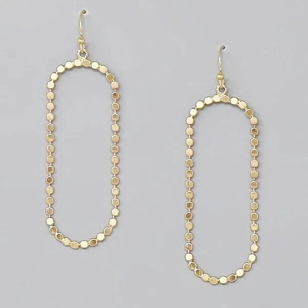 Flattened Gold Bead Dangling Earrings