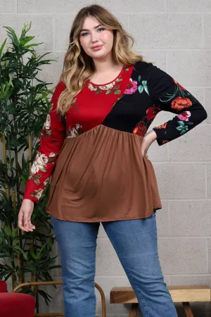 Floral print & color block