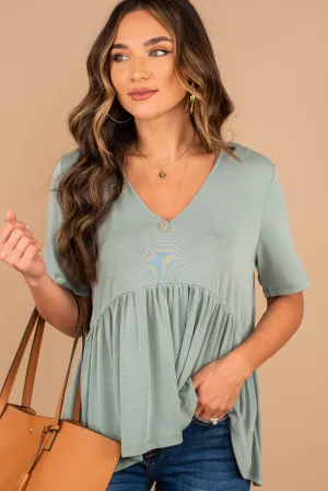Full Of Grace Sage Green Babydoll Top