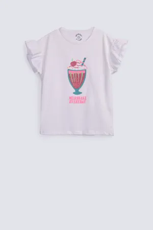 GIRLS GLITTER PRINT T SHIRT