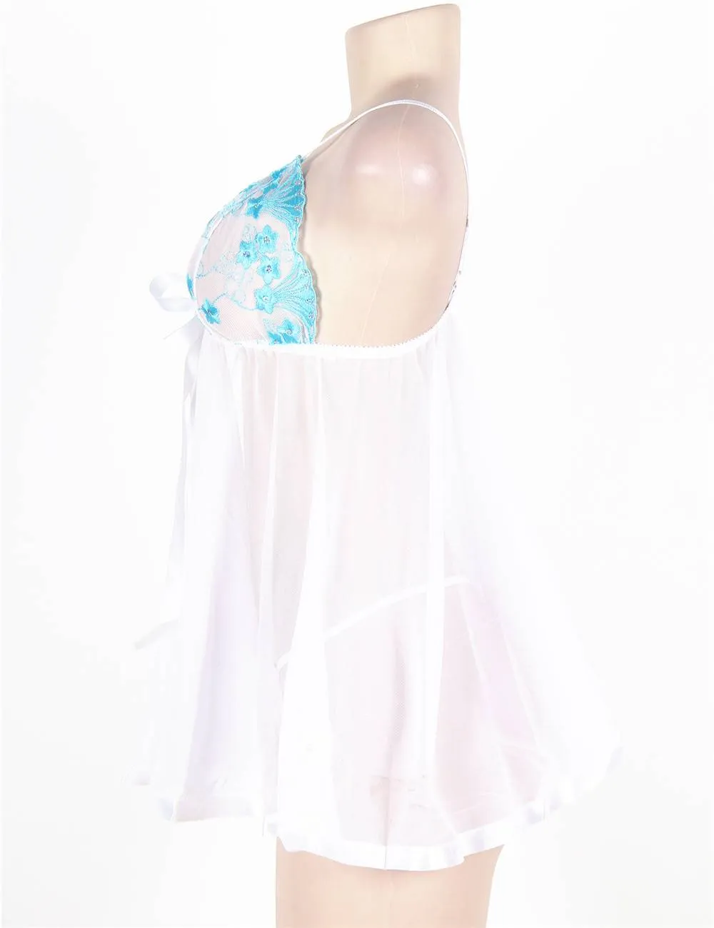 Heavenly Delight: Blue Accented White Babydoll