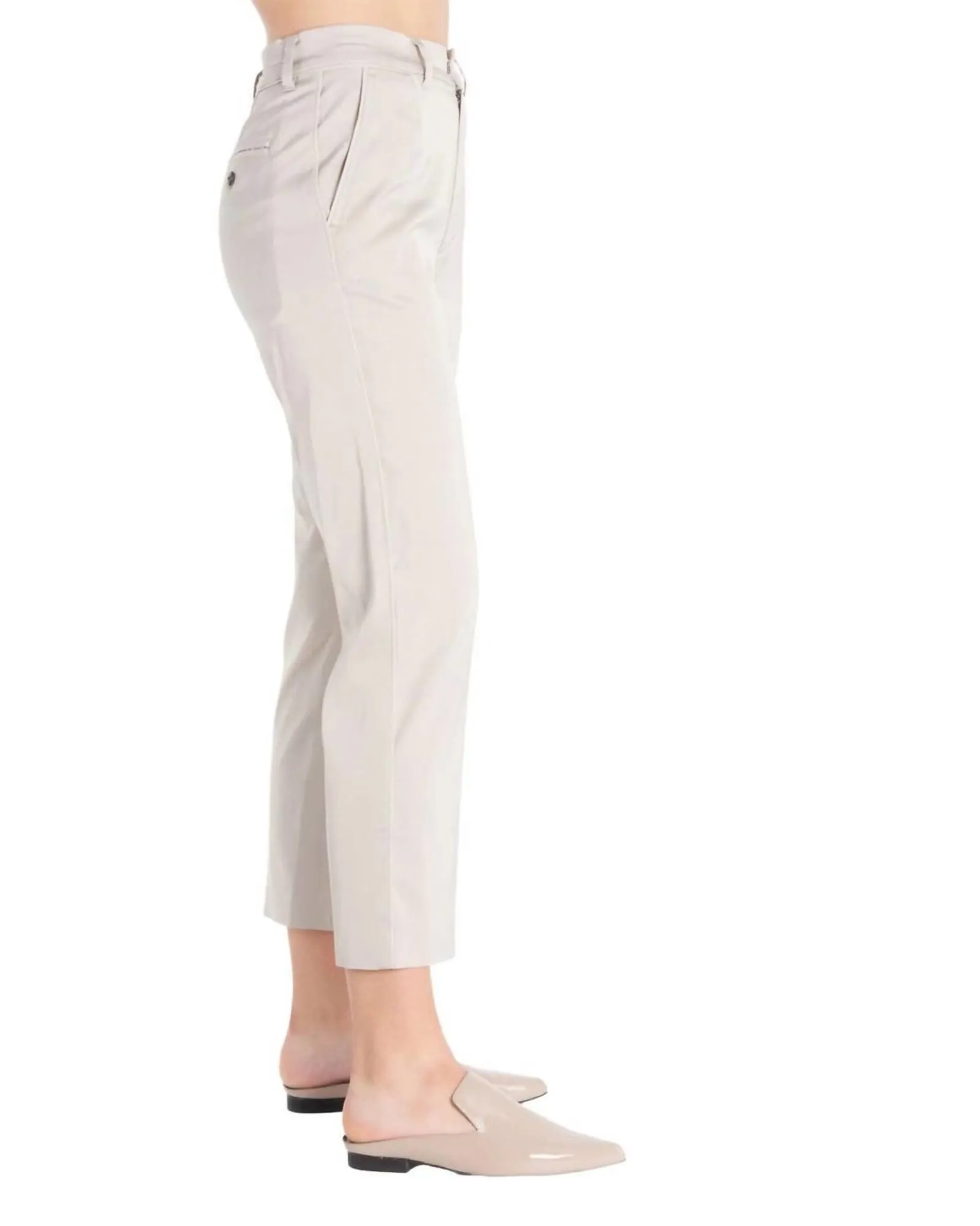 High Power Cupro Cropped Trouser in Beige | Beige